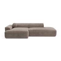 Sofa linkerhoek fluweel taupe 300cm