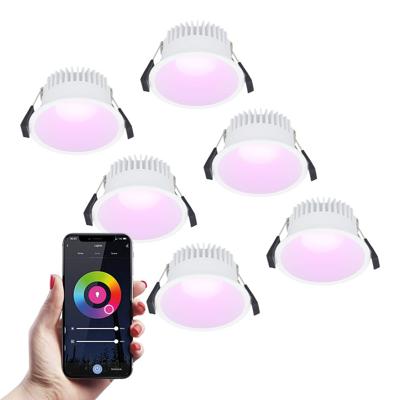 Set van 6 Finn smart inbouwspots - IP44 waterdicht - 10 Watt 630lm - Wifi + Bluetooth - RGBWW - Google Home, Amazon Alexa en Siri - Wit - Voor binnen, buiten en badkamer