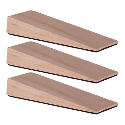 Deurwig - 3x - hout - anti-slip - 12 x 2 cm - deurstopper