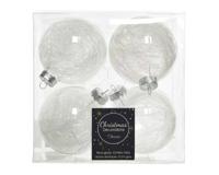Bal glas d7 cm lametta transparant 4st Kerst Decoris - Decoris