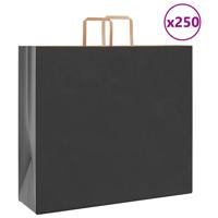 VidaXL Papieren zakken 250 st met hengsels 54x15x49 cm zwart
