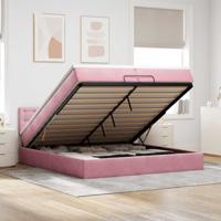 Ottoman bed met matras 200x200 cm fluweel roze