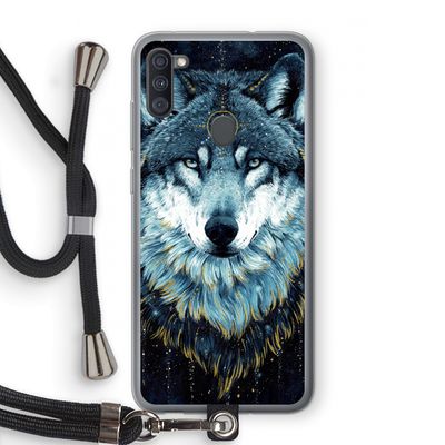 Darkness Wolf: Samsung Galaxy A11 Transparant Hoesje met koord