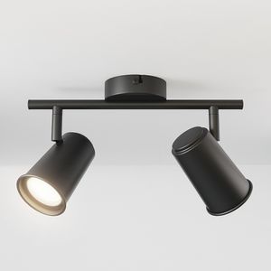 HOFTRONIC™ Riga LED Plafondlamp 2 spots Zwart - Draaibaar en Dimbaar - 2 lichts Dubbel - GU10 4000K neutraal wit - Plafondspot woonkamer en gang - Opbouwspot verlichting