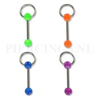 Tongpiercing acryl met ringetje uv geel