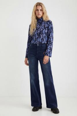 Slim fit broek met wijde pijpen - BLUE - 36