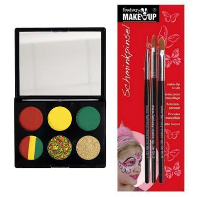 Carnaval schmink setje - Limburg thema kleuren - penselen - waterbasis Carnaval schmink setje - Limburg thema kleuren - penselen - waterbasis