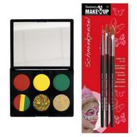 Carnaval schmink setje - Limburg thema kleuren - penselen - waterbasis