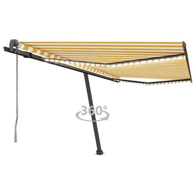 Luifel automatisch met LED en windsensor 400x300 cm geel en wit