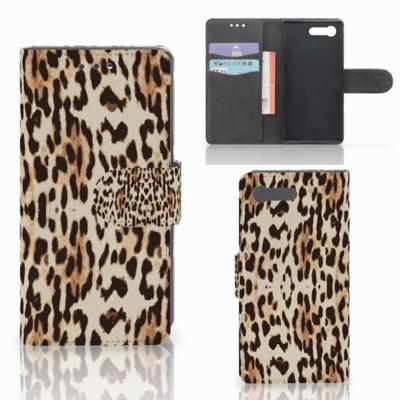 Sony Xperia X Compact | Telefoonhoesje | Met pasjeshouder | Leopard