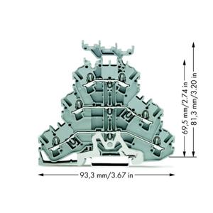 WAGO 2002-3258 Doorgangsklem 3-etages 5.20 mm Spanveer Toewijzing: L, L Grijs 50 stuk(s)