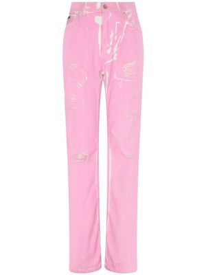 Dolce & Gabbana jean à effet usé - Rose