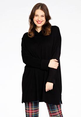 Yoek Pullover wijd met col | Zwart | Maat 54/56