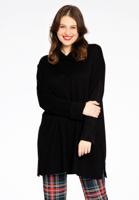 Yoek Pullover wijd met col | Zwart | Maat 58/60