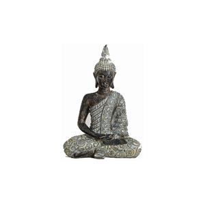 Thaise Boeddha beeldje - antiek grijs - polystone - 23 x 33 cm