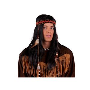 Indianen pruik met hoofdband en veren   -