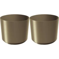 Prosperplast Plantenpot/bloempot Babylon - 2x - kunststof - buiten/binnen - goud - D15 x H15 cm - Plantenpotten - thumbnail