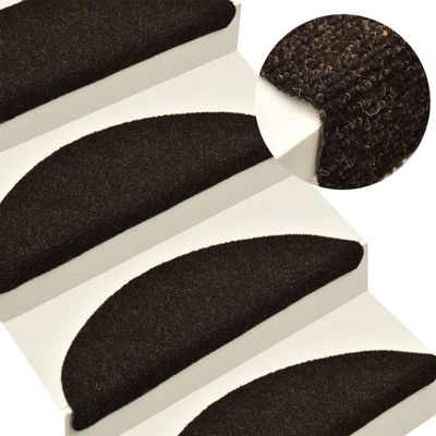 VidaXL Trapmatten zelfklevend 5 stuks 56x17x3 cm donkerbruin halfrond