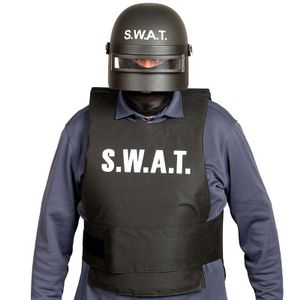 Politie SWAT verkleed helm met vizier voor volwassenen zwart   -
