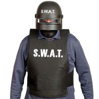 Politie SWAT verkleed helm met vizier voor volwassenen zwart   - - thumbnail