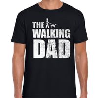 The walking dog dad t-shirt zwart voor heren Vaderdagcadeau