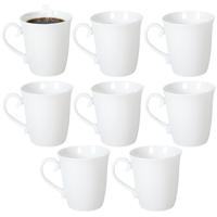 Gerimport Koffie / thee mok - sierlijk - 8x stuks - wit - 310 ml - mokken - keramiek