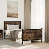 Bedframe zonder matras metaal gerookt eikenkleurig 75x190 cm