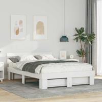 Bedframe met hoofdeinde Wit 150 x 200 cm Massief grenenhout