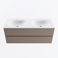 MONDIAZ VICA 120cm badmeubel onderkast Smoke 2 lades. Wastafel MOON dubbel 2 kraangaten, kleur Talc.