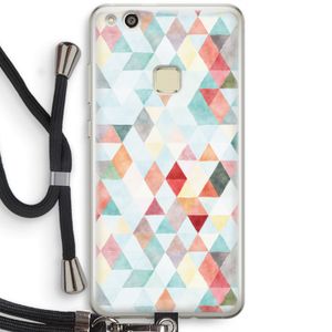 Gekleurde driehoekjes pastel: Huawei Ascend P10 Lite Transparant Hoesje met koord
