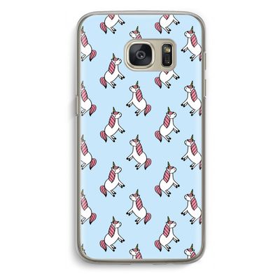 Eenhoorns overal: Samsung Galaxy S7 Transparant Hoesje