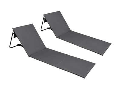 Lig-/Strandmatten Grijs - strandmat met rugsteun - 2 stuks