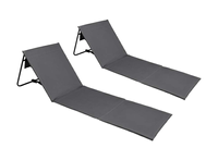 Lig-/Strandmatten Grijs - strandmat met rugsteun - 2 stuks