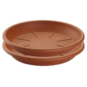 Set van 6x stuks water opvangschaal/onderschotel voor planten/bloem pot terra cotta kleur dia 24 cm