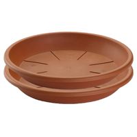 Set van 6x stuks water opvangschaal/onderschotel voor planten/bloem pot terra cotta kleur dia 24 cm