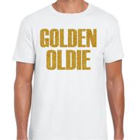 Verkleed T-shirt heren - golden oldie -  wit - glitter goud - fout/goud/stout - thumbnail