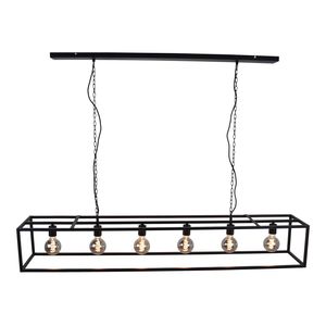 Lamponline Hanglamp Frame 6 lichts L 160 cm B 25 cm zwart