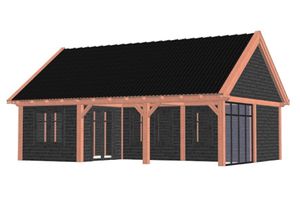 Buitenverblijf Zadeldak XXL 950x700 cm - Combinatie 1- Zadeldak- Onbehandeld lariks Douglas hout- Trendhout