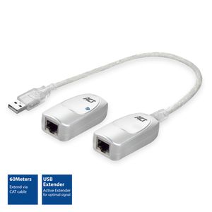 ACT AC6060 tussenstuk voor kabels USB A RJ-45 Wit