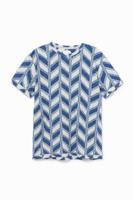 T-shirt met gerafelde geometrische vormen - WHITE - L