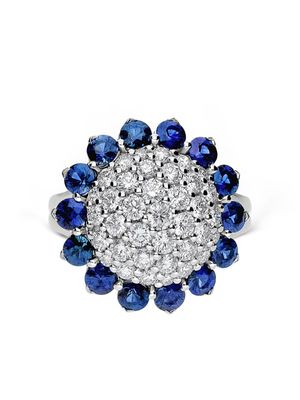 LEO PIZZO bague Aurora en or blanc 18ct ornée de diamants et saphirs - Argent