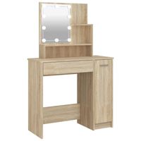 The Living Store Kaptafel - Sonoma Eiken - 86.5 x 35 x 136 cm - LED-verlichting - Opbergruimtes - thumbnail