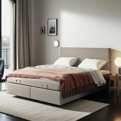 2-Persoons Boxspring Julia met opbergruimte - Beige 180x200 cm - Pocketvering - Inclusief Topper - Dekbed-Discounter.nl