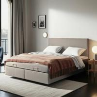 2-Persoons Boxspring Julia met opbergruimte - Beige 160x200 cm - Pocketvering - Inclusief Topper - Dekbed-Discounter.nl