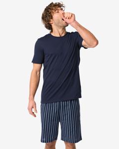 HEMA Herenshortama Poplin Strepen Donkerblauw (donkerblauw)
