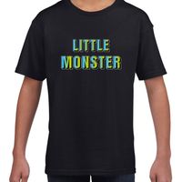 Little monster fun tekst t-shirt zwart kids - thumbnail