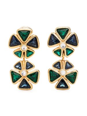 Christian Dior Pre-Owned boucles d'oreilles fleurs à fermoir clip (années 1990) - Vert