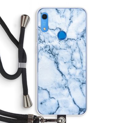 Blauw marmer: Huawei Y6s Transparant Hoesje met koord