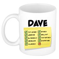 Naam mok Dave - wit - top gozer - keramiek - 300 ml - cadeau collega beker Naam mok Dave - wit - top gozer - keramiek - 300 ml - cadeau collega beker