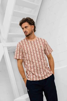 Lacoste Monogram T-Shirt Heren Rood - Maat S - Kleur: Rood | Soccerfanshop